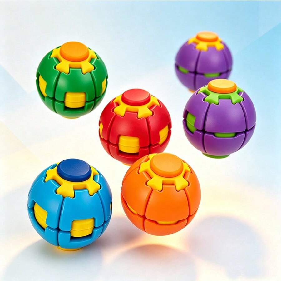 1pc Random Color 3D Printed Rotating Stress Relief Ball, Pressable Toy For Kids, Halloween And Birthday Gift - Multicolor - View 1
