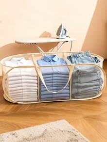 Classic Horizontal 2-Compartment, 3-Compartment Ironing Dirty Clothes Basket Laundry Basket, Multi-Functional Clothing Storage Basket, Multi-Scenario Ironing Laundry Basket, Clothing Storage Basket, Miscellaneous Storage Basket, Suitable For Home, Living Room, Dormitory, Laundry Room. 5 Colors And 3 Models (1-Compartment, 2-Compartment, 3-Compartment) Available - Multicolor - View 2