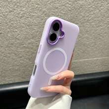 夏季清新色果凍感 2 合 1 磁吸手機殼，適用於 iPhone 16 17 16e 17e，磨砂質感防摔硬殼，適用於 iPhone 15 14 13 11 16 Pro Max 17 Pro Max 12 - 紫色 - 查看 1