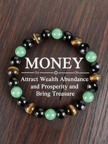 YAUKIA Bracelet de chance en aventurine verte 8 mm, apporte le bien-être et le calme émotionnel, le succès, bijou de yoga et de méditation, cadeau idéal - Multicolore - Voir 1