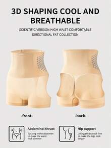 Women's Seamless Hollow Out Breathable Panties, Butt Lift And Tummy Control Design - Apricot - View 4