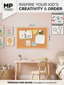 1 Piece Double-Sided Corkboard With Solid Wood Frame, Reusable, Multiple Sizes Available, Includes Thumbtacks And Hooks, Suitable For Office Or Home Decoration, Photo Wall, Or Memo Board. - Double-sided Cork Board - View 4