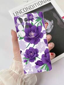 1件透明TPU防摔紫色花卉圖案手機殼，適用於 Galaxy S23 Ultra/A14/A24 Android手機、Note 12 Pro/Pixel 8/8 Pro/9 Pro XL Android手機 - 彩色 - 查看 3