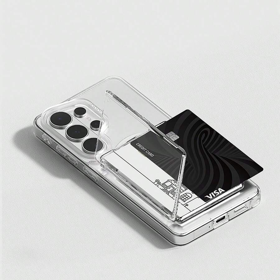 1pc Magsafe Magnetic Transparent Wallet Card Holder Stand, Compatible With IPhone 17 Air 13 12 11 14 15 16 Pro Max Plus S26 Ultra 24 - Phone Case Card Slot Protective Cover
