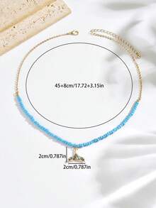 1件海洋度假風魚尾吊墜串珠項鍊，適合女性，適用於海灘度假與日常穿搭 - 彩色 - 查看 6