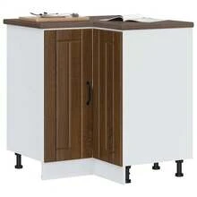 Oak Engineered Wood Corner Cabinet 75.5x75.5x81.5cm Kitchen Furniture Storage Cupboard Wall Mounted Shelf Office Laundry Room Hallway Clutter Dining Room Living Area Home Indoor Organization Pantry Apartment - Brown - View 12