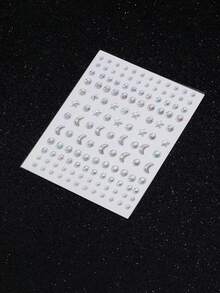 1套免穿孔黏貼式眉毛、嘴唇、額頭身體與臉部飾品 - 彩色 - 查看 6