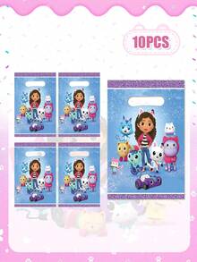 MASSDI Gabby Dollhouse Party Favor Bags, Cartoon Themed Goodie Treat Bags With Die Cut Handles For Birthday Party, Baby Shower, Festival Celebration, Party Decorations, Candy Gift Bags For Guests, Party Supplies For Themed Events, Pink Sparkle Design - Handbag - View 11