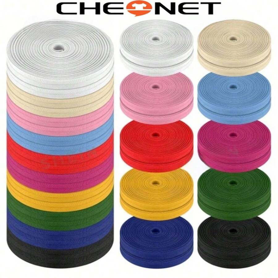 Cheonet Single Fold Twill Tape, Pre-Folded Twill Tape, Suitable For Sewing, Elastic Band Folding Crafts And Home Decor, Multi-Functional Fabric Edge Decoration And Clothing Embellishment, Sewing Trim, Handmade Supplies, S