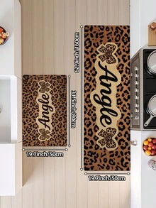 DAJIANG 1pc Pink Bow Leopard Print Rug, Kitchen Rug, Hallway Rug, Suitable For Bathroom, Kitchen, Outdoor, Bedroom, Living Room, Bedside, Decorative Rug, Machine Washable, Easy To Clean, Entryway Mat, Non-Slip Backing, Bedroom Decor Rug - Multicolor - View 13