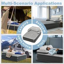 Colchón de aire autoinflable doble con cabecero incorporado, 195 * 146 * 82,5 cm, bomba eléctrica desmontable, cama inflable flocada, capacidad de carga de 250 kg para el hogar y el camping. - Gris oscuro, modelo para dos personas - Ver 8