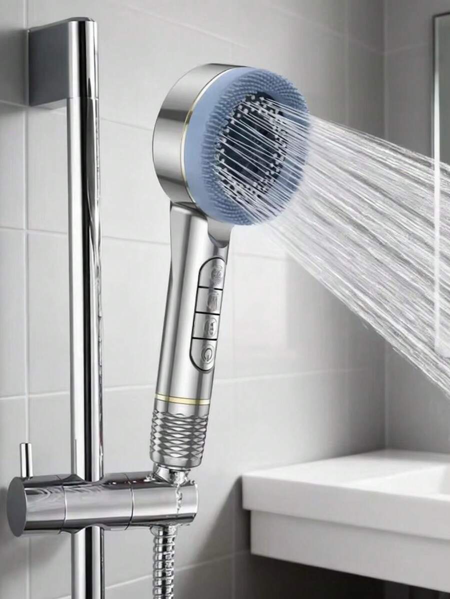 Set 1/3 Buah Kepala Pancuran ABS Bertekanan 4 Pengaturan untuk Penggunaan Rumah Tangga dengan Filter, Selang, dan Braket Kepala Pancuran, Kepala Pancuran Pembersih Otomatis dengan Sikat Silikon, Penghenti Air Satu Tombol, Kepala Pancuran Bertekanan Tinggi dengan Filter, Perlengkapan Kamar Mandi - Beraneka warna - View 1