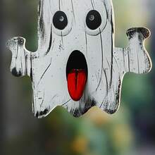 1pc Halloween Vintage Distressed Ghost Hanging Decor, Spooky Bat Front Door Window Porch Wall Decoration, Trick Or Treat Halloween Eve, Autumn Farmhouse Rustic Dark Aesthetic Haunted Indoor Party Fireplace Mantel Tiered Tray Holiday Seasonal Welcome Decor Accessory - Multicolor 5 - View 10