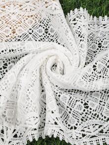 1pc Vintage Artistic Hollow Lace Crochet Triangular Headscarf With Delicate Tassel Trim, Breathable Tie-Up Hair Band, European And American Women's Small Town Travel Photography, French Style Wedding Bride Lazy Elegant Hair Accessory - Multicolor - View 6