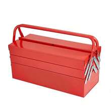 Cantilever Tool Chest 18-Inch For Household Factory Warehouse, 3-Tier 5-Tray Portable Folding Design Metal Handle Lock Hole Powder Coated Steel Red Organizer-XY405050 - Multicolor - View 6