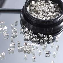 Flat-Bottomed Square Rhinestone Nail Art Accessories: Transparent Gold And Silver Square Flat Rhinestone Nail Decorations, Super Sparkly Nail Embellishments, Mini Rhinestones, Nail Art Designs Suitable For Women. Nail Charms - Multicolor - View 9