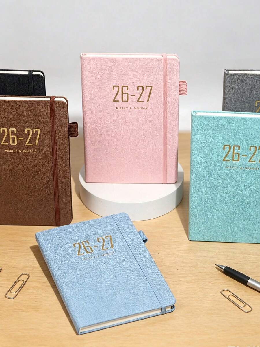 2026-2027 Academic Year Daily & Weekly Planner, Monthly Tab Diary, Schedule Book, Minimalist Notebook, Fabric Cover Notebook, Suitable For School And Office Use School Supplies