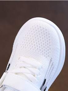 1 Pair Kids' Breathable Mesh Running Shoes, Spring/Summer, Kindergarten Versatile Hook & Loop Sneakers - White - View 8
