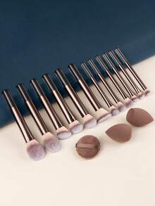 Set di 5 pennelli professionali per il trucco, pennello per blush di alta qualità, pennello per contouring, pennello per ombretti, pennello per illuminante, strumenti per il trucco per una base impeccabile - Caffè Marrone - Visualizzare 6