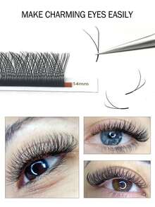 FOXYMEI 12 Rows New W-Shape Eyelashes C/D Curl W-Shape Lash Extensions YY Imported Material Handmade Natural False Eyelashes 8-15mm Pre-Made Dense Fan Shape 0.07mm Thickness Lightweight Soft Auto-Blooming Salon Style - View 7