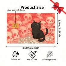 Pegatina de piel para tarjeta bancaria, tarjeta de crédito, tarjeta de débito, tarjeta de transporte y tarjeta de llave de habitación con diseño de calavera de gato negro lindo - etiqueta engomada - Ver 3