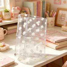 Cute Polka Dot Transparent PVC Mini Binder Cover, Transparent Plastic Pocket Notebook Protector, Macaron Color/White Polka Dot Loose-Leaf Planner Shell, DIY Scrapbook Decoration Stationery Accessories - A - View 11