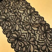 Ruban de dentelle décorative élégante noire à motif floral, largeur 9,4 pouces, délicat, en tissu doux et durable, pour mariage, voile de mariée, robe de bal, confection de costumes, rideaux, décoration de la maison, accessoires pour cheveux DIY, couture et loisirs créatifs - Multicolore - Voir 4