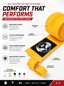 1 Pair Elastic Boxing Hand Wraps, Muay Thai Fighting Combat Sanda Sports Protective Gear, Breathable And Sweat-Absorbing, Suitable For Boxing Sports, Boxing Training, Multiple Colors Available, Personalized Boxing Hand Wraps - Multicolor - View 6