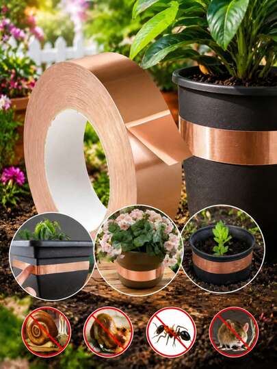 1 Roll Double-Sided Conductive Copper Foil Tape, Self-Adhesive High Thermal Conductivity Heat-Resistant Copper Tape, All-Season Snail And Slug Repellent Tape, Multi-Functional Plant Protection Tape; Suitable For Electromagnetic Shielding, Appliance Repair, Soldering, Grounding, Gardening, Handmade Crafts, Paper Circuit Making; Soft Texture, Can Be Used For Outdoor Garden Decoration, Fan Decoration, Indoor Soft Decoration, Teacher Gifts, Wedding Decoration, Holiday Accessories, Patio Furniture, Patio Landscaping, Back To School Season, Home Decor, Home Supplies, Household Essentials, Gifts For Women, Gifts For Men
