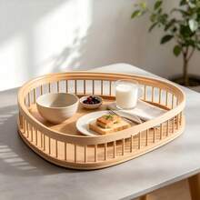 Nordic Teardrop Slatted Decor Tray, Multipurpose Tabletop Display Organizer Tray, Desktop Cosmetic & Fragrance Storage Tray, Home Decor Ornament Arrangement Tray, Not For Direct Food Contact - Champagne - View 4