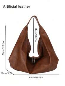 Fashionable, Simple And Soft Artificial Leather Large Capacity Shoulder Bag, Can Be Used As A Handbag, Suitable For Shopping And Commuting. - Brown - View 4