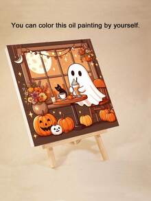 1/4pcs DIY Halloween Ghost Number Painting, Adult Beginner Handmade, Canvas Art Wall Decor, Halloween Gift - Frameless - View 5