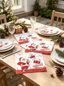 20pcs/1pc Santa Claus And Gift-Patterned Napkins-Convenient, Decorative Paper Napkins For Christmas Dining Tables; Suitable For Use In Homes, Restaurants, Hotels, And Cafes During Christmas And New Year's Celebrations. - One Size Fits All - View 6
