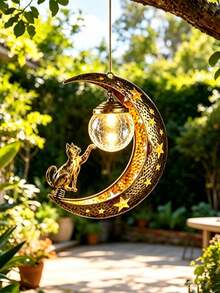 1pc Cat/Dog Hollow Crackle Glass Solar Landscape Light, Waterproof Vintage Outdoor Decorative Light, Suitable For Yard, Garden, Balcony Decoration - Multicolor - View 4
