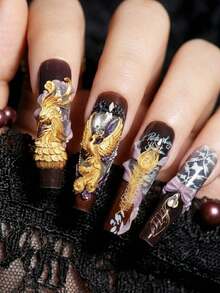 Beautizon Nailartlab قالب فن الأظافر من السيليكون ثلاثي الأبعاد بتصاميم طائر الفينيق والريش، مثالي لإنشاء أنماط بارزة رائعة لطائر الفينيق والريش والزخارف الحلزونية، لوازم فن الأظافر - متعدد الألوان - مشاهدة 3