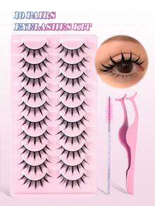 MAANGE 10 Pairs Black Pointed Cartoon Eyelashes/Eyelash Set, 10-12mm, Japanese/Korean Idol Style, Exaggerated False Eyelashes For K-Pop/J-Pop Style Cosplay, Black Cartoon Style Fairy Eyelashes, Dry, Thin Lower Lashes, Suitable For Beginners Daily Use - Spiky Manga Lashes - View 12