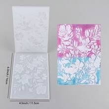 1件 3D 壓花資料夾，DIY 剪貼簿用品，櫻花與玫瑰圖案塑膠壓花資料夾，適用於卡片製作、剪貼簿及其他紙藝手工 - 彩色 - View 3