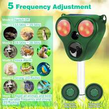 Solar And USB-Powered Cat Repellent For Gardens, Ultrasonic Fox Deterrent With Motion Sensor And LED Flash, Waterproof Scarecrow For Cats, Foxes, Squirrels, Rabbits, And Dogs - Army Green - View 2