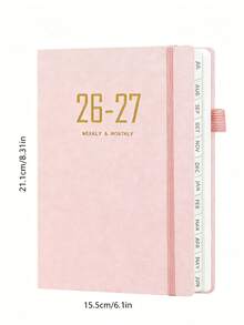 2026-2027 Academic Year Daily & Weekly Planner, Monthly Tab Diary, Schedule Book, Minimalist Notebook, Fabric Cover Notebook, Suitable For School And Office Use School Supplies - One Size - View 4
