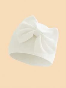 1PC Baby Cute Big Bow Soft Newborn Hospital Hat, Solid Color Breathable Comfortable Warm Baby Beanie, Suitable For Autumn/Winter Daily Rest And Sleep - Multicolor - View 5