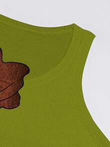 ASHKATIA Tank Top Rajut Leher Bulat Motif Vintage Ukuran Plus Wanita, Rompi Kasual Panjang Reguler, Cocok untuk Pakaian Musim Gugur - Hijau - View 7