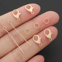 300/350/380pcs DIY Jewelry Making Head Pins With Lobster Clasp, 9-Pin, Jump Rings, Cuttable And Bendable Beading Pins, Suitable For DIY Hand Accessories, Necklace, Hair Clip Decorations, Earring Connector Pins, Spring Clasps, Bag Accessories Making Materials, DIY Jewelry Making Accessories - Lobster Claw Clasp & 9-pin & Jump Ring - View 3