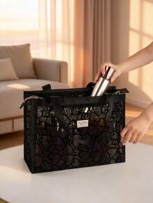 1pc Classic Highly Attractive Heart-Shaped Makeup Bag For Women, Back To School Travel Storage Bag, Extra Large Capacity Portable Toiletry Bag, Essential Beach Bag For Seaside Vacation - Multicolor - View 2