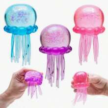 1/3pcs Pink Blue Purple Jellyfish Octopus Squishy, Soft Glitter Jelly Squeeze Stress Relief Fingertip Toy, Cute Sensory Anxiety Relief Decompression Toy, Suitable For Children Teens Adults Office Study, Birthday Christmas Gift - Multicolor - View 2