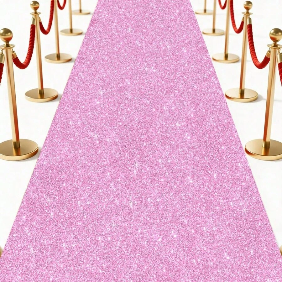 1pc Gold Sequin Runner Carpet, Wedding Birthday Ceremony Decoration Carpet, Cuttable, Event Mat, Movie Night Red Carpet Runway, Event Party Wedding Commercial Decoration Glitter Carpet, Store Opening Entrance Decoration, Indoor Outdoor Decoration, Wedding Party Supplies, Bridal Shower Gift, Birthday Party Decoration, Home Decor - Pink - View 1