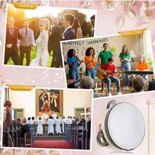 4 Inch Natural Wood Single-Row Hand Tambourine, Tight Drumhead With Crisp Tone, Metal Bells With Clear Sound, Suitable For Early Education, Dance Rehearsal, Stage Performance, Team Building Activity Atmosphere Prop, Practical And Versatile - Wood Color - View 9