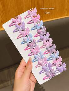 10 piezas de pinzas para el cabello con forma de mariposa de colores aleatorios, estilo dulce, accesorios para el cabello adecuados para uso diario - Multicolor - Ver 4