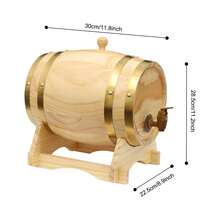 RibasuBB 5L Pine Wood Wine Barrel With Stand And Faucet, Rustic Whiskey Bourbon Dispenser For Home Bar - View 1