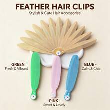 Realistic Feather Design Folding Fan, Macaron Color Portable Handheld Folding Fan, Multiple Colors Available, Summer Refreshing Cooling Fan - Feather Fan - View 5