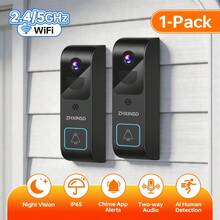 ZHXINSD 4MP Wireless Video Doorbell, Dual-Band WiFi 2.4G/5.8GHz Concurrent Transmission Doorbell Monitoring Camera, Two-Way Audio, Motion Detection Alert, Cloud Storage Recording, 4500mAh Ultra-Low Power Consumption Long Standby, Home Front Door Security First Choice - View 4